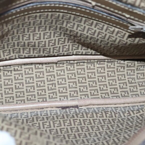 FENDI Zucchino Canvas Shoulder Bag Coated Canvas Brown Auth - Picture 13 of 16